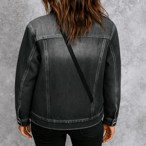 Jaqueta Feminina Jeans Preta Luisa